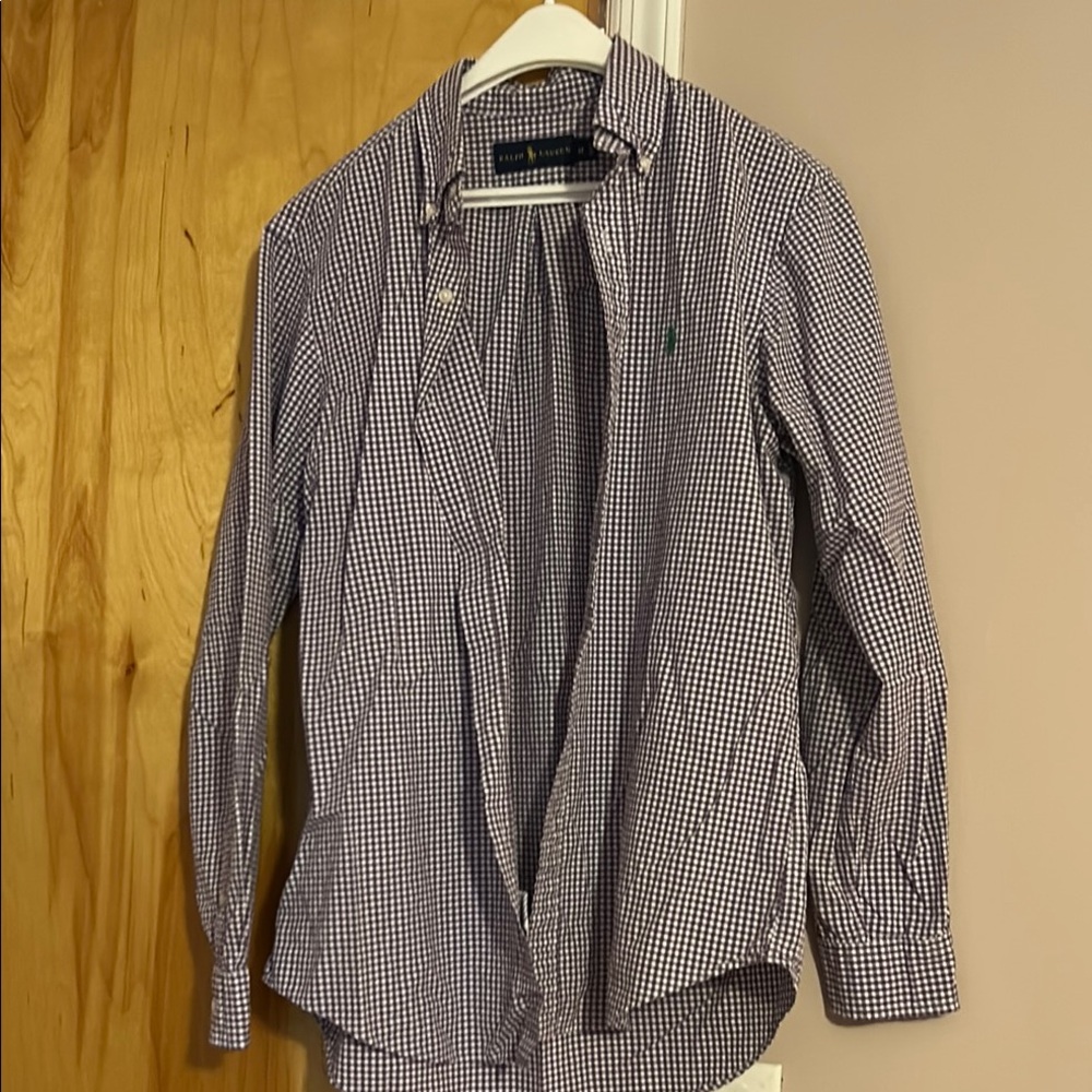 Ralph Lauren Checkered Shirt in Purple and White